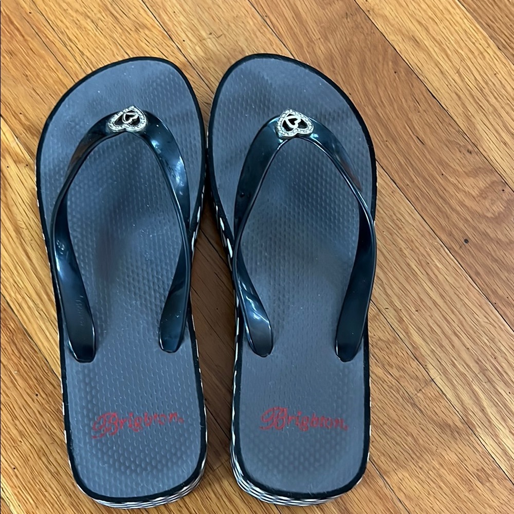 Brighton Black Flip Flops Size 8